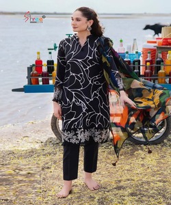 Vêtements islamiques robe élégante en lin modeste 3 pièces hiver Abaya Pakistan Salwar costume Kameez Dubai Abaya vêtements pour femmes - Product Image 6