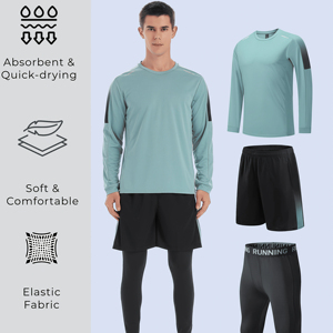Ensemble de gymnastique 3 pièces pour hommes OEM | Vêtements de sport à séchage rapide | Combinaison de course et d'entraînement | Fabricant de vêtements de fitness en gros - Product Image 2