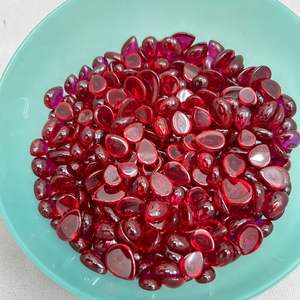 Cuentas de cristal de imitación Rojas ovaladas sintéticas, para la fabricación de joyas, tamaño: 10x12mm - Product Image 3