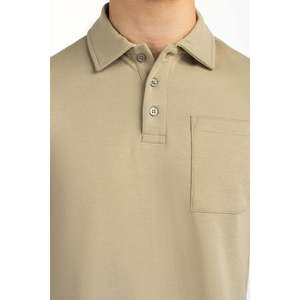 Camiseta de Punto Sólido de Corte Regular para Hombre, Cuello Bordado, 100% Poliéster, Antiarrugas, 180g, Manga Corta, Cómoda, Informal, para Golf - Product Image 2