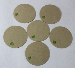 Ensemble de 6 en feuille épaisse duplex et papier de chanvre 100% tandis que feuille de chanvre imprimée au coin inférieur sous-verres à bière/thé - Product Image 3