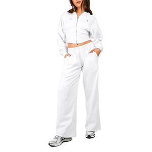 Newest Customized Women's Sweat <b>Suit</b> 100% Cotton Solid Pattern Crop Body Set <b>Ladies</b> <b>Jogging</b> Wholesale Sweat <b>Suit</b> For Men 2026 - Product Image 1