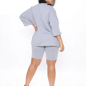 T-shirt manches courtes femme, ensemble estival, couleur unie, en coton et polyester, - Product Image 5