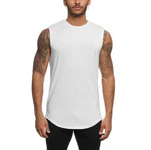 Sans manches 100% coton Singlet hommes blanc solide gilet hommes Fitness entraînement débardeur hommes - Product Image 1