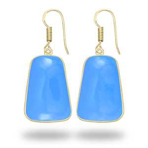 Boucles d'oreilles en chalcédoine plaquées or 18 carats, motif naturel gravé, style moderne et luxueux, mignonnes, pour femmes - Product Image 3