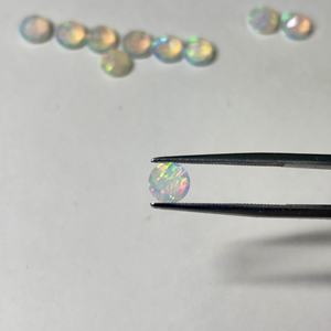 Ópalo Natural Redondo Facetado, Ópalos Blancos Etíopes, Piedra Preciosa Suelta Certificada, Juego de Color Fuego, 6 mm - Product Image 1