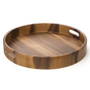 Dernier modèle Plateau de service rond en bois de haute qualité avec corde Format Top Standard Cadeau de Noël pour les vacances Décoration intérieure Thème artistique - Product Image 3