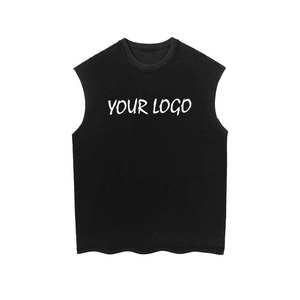 OEM Impresión digital personalizada camisetas sin mangas de lona de peso pesado cuello redondo manga corta transpirable secado rápido hombres 100% algodón - Product Image 1
