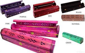 Quemador de caja de incienso de madera de ataúd celestial hecho a mano con incrustaciones de latón (púrpura) - Product Image 3