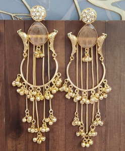 Moissanite Polki Kashmiri <b>Earrings</b> Luxury Indian Traditional <b>Long</b> <b>Earrings</b> Bridal Wedding & Party Wear Designer Dangler <b>Earrings</b> - Product Image 4