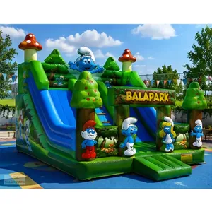 Parque de Juegos Inflable Comercial con Temática de los Pitufos, Castillo Inflable Grande para Exteriores con Tobogán, Equipo para Parques de Diversiones - Product Image 6