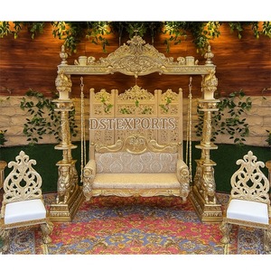 Juego de Jhula y sofá para escenario de boda musulmán, Jhula de madera hecha a mano para asientos de novia y novio, Columpio de boda elegante para novia y novio - Product Image 5