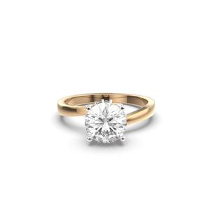 Bague solitaire ronde en diamant de laboratoire sertie de 4 griffes en or jaune pour elle - Product Image 4