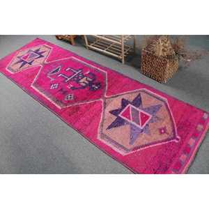 Tapis turc vintage 2,8x9,1 pieds, tapis persan Herki rose - Product Image 4