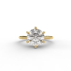 Bague de fiançailles en or jaune 14 carats avec diamant de laboratoire taille ronde - Product Image 1