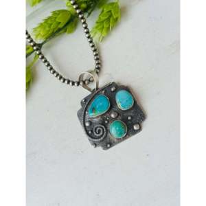 Pendentif Randy Billy Kingman serti de pierres avec incrustation de turquoise et d'argent sterling - Product Image 4