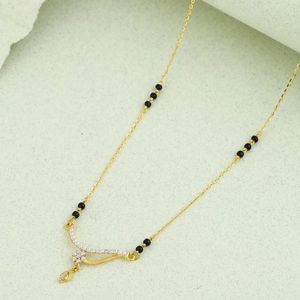 Mangalsutra Floral Curvo para Mujer, Elegante Joyería Tradicional India, Collar Étnico de Moda para Novia, Accesorio para Boda - Product Image 1