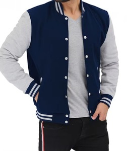 Venta al por mayor en blanco a granel liso Unisex Negro hombres mujeres College Versity chaqueta polar béisbol Letterman Varsity chaquetas - Product Image 1