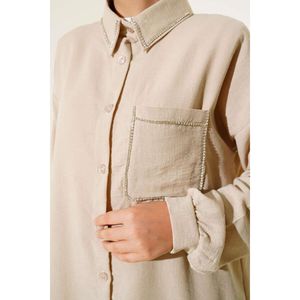 ชุดผ้าลินิน2ชิ้นพร้อมกระเป๋าและปกหินสีเบจ - Product Image 1