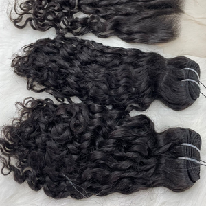 Prix usine 10 pouces noir vietnamien Remy Extensions de cheveux Super Double dessiné romantique bouclés Machine trame de haute qualité humaine - Product Image 5