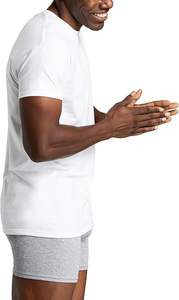 Cómodos hombres cuello redondo transpirable algodón slim fit casual manga corta tela suave ligero moda camisetas lisas - Product Image 3