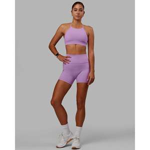 Soutien-gorge de sport rembourré à col montant pour le yoga et le fitness - Violet clair, grandes tailles disponibles - Product Image 6