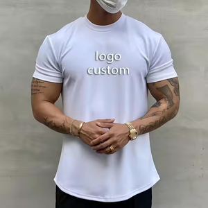 T-shirts d'entraînement de gymnastique pour hommes de haute qualité Conception d'épaule tombante respirante surdimensionnée Logo personnalisé 100% coton OEM - Product Image 1