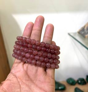 Nouveau bracelet de guérison Reiki en cristal de quartz fraise fait à la main soucieux de la mode - Product Image 2