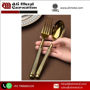 High Quality Decent Flatware Stainless Steel <b>Set</b> <b>Golden</b> Polished Dinnerware <b>Cutlery</b> <b>Set</b> Tableware For Event Party Hotels - Product Image 4