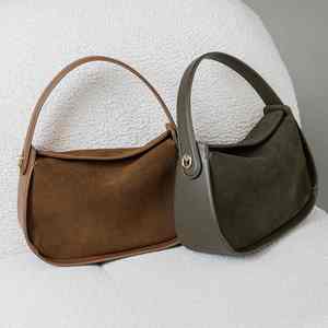 Bolsos de cuero genuino para mujer Cierre de cremallera portátil largo Forro de lino Diseño de gamuza vintage - Product Image 4