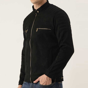 Chaqueta de ante de motorista con cuello moderno para hombre Chaqueta de cuero con logotipo personalizable precio al por mayor en Pakistán - Product Image 6