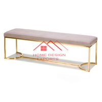 Mobilier de maison de luxe Offre Spéciale d'intérieur tissu rembourré hôtel coussin doux banc moderne avec pieds en acier inoxydable doré
