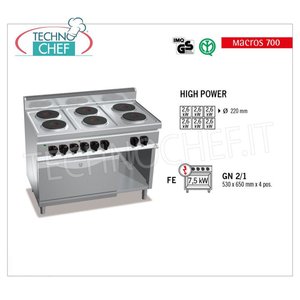 Cuisinière électrique 6 plaques sur four GN 2/1, Kw.23.1 - Product Image 4