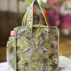 Sac fourre-tout en coton indien fait main 2025 pour femmes, imprimé à la main, matelassé, avec chaîne décorative, meilleur prix - Product Image 1