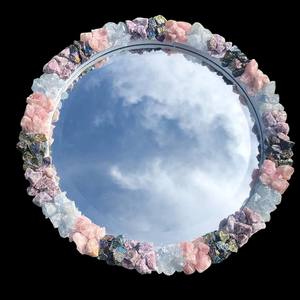 Miroir mural rond de 18 pouces en cristal multi-pierres avec un look luxueux, fait à la main, pour restaurant et bar - Product Image 2