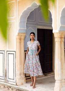 Robe Ailani artisanale, en coton bohème, imprimée à la main, décontractée, occasionnelle, pour femmes, robe d'été - Product Image 6