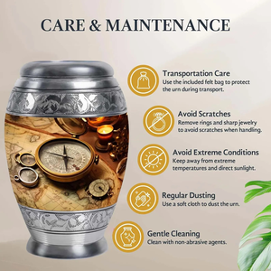 Handcrafted Aluminum Cremation <b>Urns</b> Meena Coated <b>Large</b> (220 cu in) & Keepsake (3 cu in) Watch Design Cremation <b>Urns</b> - Product Image 5