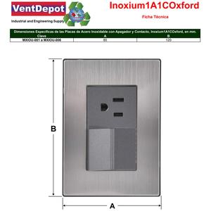 Placca Interruttore, MXIOU-001, 1 Pezzo, Contatto/Interruttore, 125-250VAC, 10/15A, 50/60Hz, Argento/Oxford, Acciaio Inossidabile/PC. - Product Image 4