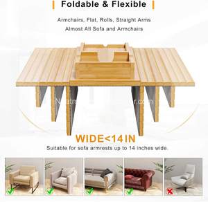 Modern Bamboo Sofa Arm Tray Table with Anti-Slip Design Waterproof Non-Folding Storage Holder for Couch Use - Product Image 5