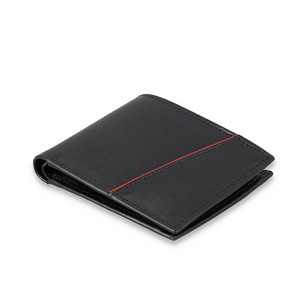 Portefeuilles pliables courts, broderie, logo personnalisé, haute qualité, blocage RFID, cuir véritable de luxe, OEM, mince, noir, mode, grand format - Product Image 1