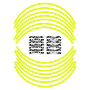 Adesivi per Cerchioni Moto CAGIVA da 17 Pollici, Strisce Giallo Fluorescente Compatibili - Product Image 2