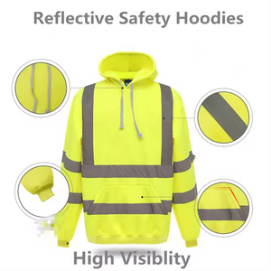 เสื้อฮู้ด Hi-Vis ผ้าโพลีเอสเตอร์แห้งเร็วเสื้อทำงานสีสะท้อนแสงลำลองแบบ100% โลโก้แบบกำหนดเอง - Product Image 2