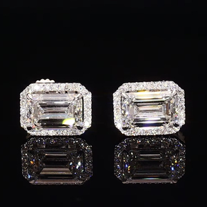 14K oro blanco joyería fina diamante Stud pendientes laboratorio diamante colección elegante Stud pendientes - Product Image 1