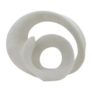 Sculpture décorative de forme incurvée abstraite en polystone blanc avec sculpture polie moderne texturée mouchetée pour la décoration intérieure - Product Image 6