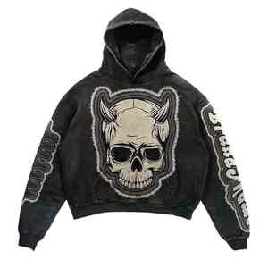 Sweat-shirts personnalisés pour hommes en tissu jersey 100% coton écologique et durable, broderie de haute qualité, patchs usés - Product Image 1