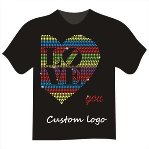 Camiseta informal con estampado de diamantes de imitación a la venta, camisetas de gran tamaño para hombres en MOQ bajo, Camiseta holgada estampada para hombres, 100% algodón - Product Image 5