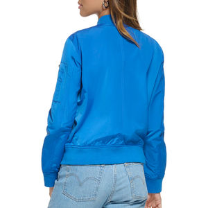 Blouson bomber pour femme uni, coupe décontractée, manches longues, en coton tricoté et toile, coupe-vent, chaud et respirant pour l'hiver - Product Image 2