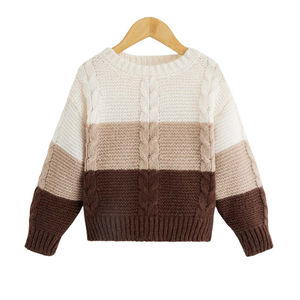 Suéteres de Punto con Cuello Redondo y Sensación de Cachemira para Niños, Suéter de Algodón de Lujo OEM, Ecológico, Transpirable, Cálido y Suave para Invierno, con Bolsillo Delantero - Product Image 1