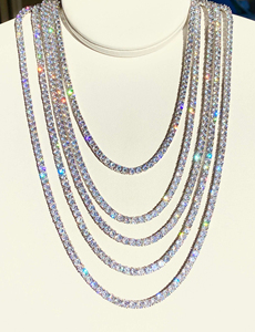 IGI Certified VVS Brilliant Cut Diamond Chains Custom 925 <b>Sterling</b> <b>Silver</b> Tennis Chain Iced Hip Hop <b>Necklaces</b> Women's Party - Product Image 3