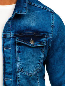 Vestes en jean d'hiver Vêtements en denim chauds Doublure en denim plus épais pour hommes Veste bleue Service de conception OEM - Product Image 4